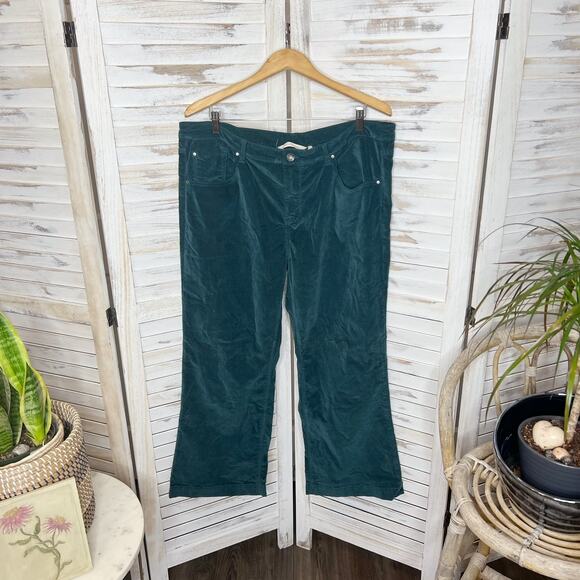 SOFT SURROUNDINGS Women's PLUS 18 Petite Velvet Pant Jean Teal Green Boot Flare - Picture 11 of 11